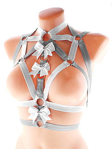 Spodná bielizeň - women body harness, postroj bielizeň otvorená podprsenka pastel gothic postroj body harness lingerie SD1 - 13406747_