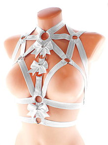 Spodná bielizeň - women body harness, postroj bielizeň otvorená podprsenka pastel gothic postroj body harness lingerie SD1 - 13406754_