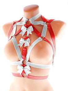 Spodná bielizeň - women body harness, postroj bielizeň otvorená podprsenka pastel gothic postroj body harness lingerie SD1 - 13406755_