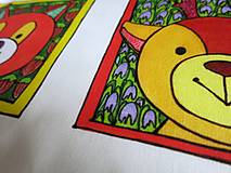 Textil - Bavlnený panel UŠI SI SÁM - Textilná knižočka leporelo (Zvieratká z lesa) - 13404990_