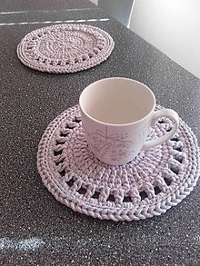 Úžitkový textil - Prestieranie štóla ružovo šedá  (okrúhle priemer 25cm) - 13404802_