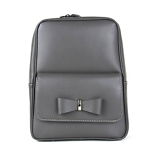 Exkluzívny kožený ruksak z pravej hovädzej kože v šedej farbe
