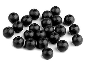 Korálky - Drevené korálky 10 mm (35ks) - čierna - 13405114_