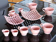 Nádoby - Keramická šálka so srdiečkom 200 ml Anna ružová - 13409152_
