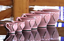 Nádoby - Keramická šálka so srdiečkom 200 ml Anna ružová - 13409154_