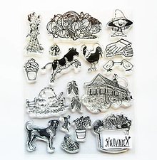Nástroje - Silikónové razítka, pečiatky - 14x18 cm - farma, seno, obilie - 13409589_