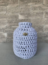 Dekorácie - Sivý svietnik - váza - 13411294_