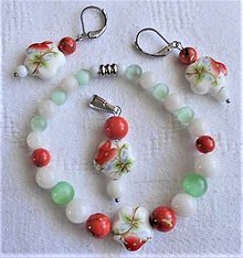 Sady šperkov - Letný záhon (Howlit,nefrit, mačacie oko zelené, porcelán) - 13411909_