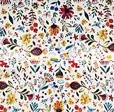 maľované kvety, 100 % predzrážaná bavlna Španielsko, digitálna tlač, šírka 150 cm