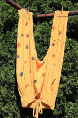 Horčicové dámske HÁREMKY veľkosť XL-  XXL  pohodlné háremové nohavice s pudlom 