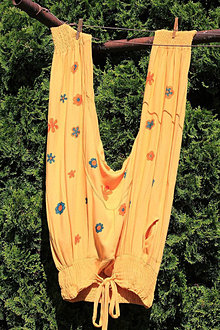 Nohavice - Horčicové dámske HÁREMKY veľkosť XL-  XXL  pohodlné háremové nohavice s pudlom - 13411923_