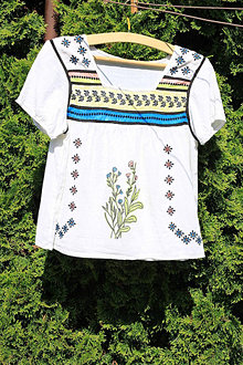 Topy, tričká, tielka - Hippie balnený top veľkosť M ručne maľovaný Woodstock - 13411954_