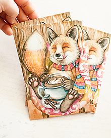 Papier - Pohľadnica "Foxy Coffee" - 13413784_
