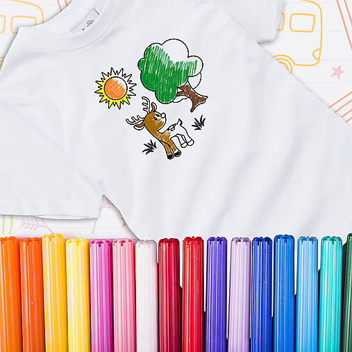 Detské oblečenie - Detské tričko s JELENČEKOM vymaľuj si sám - 13415164_