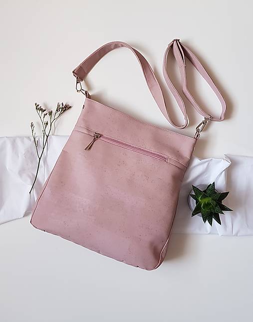 Kabelky - Midi cork pink - 13415070_