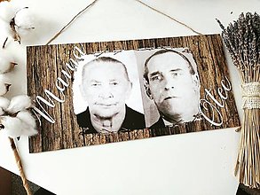 Tabuľky - Pamätná drevená tabuľa s fotografiou rodičov (Hnedá) - 13414159_