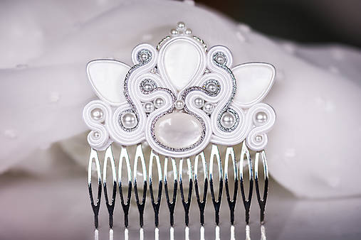 Ozdoby do vlasov - Perlový soutache hrebienok na svadbu - svadba 2021 - 13414154_