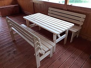 Nábytok - Záhradné sedenie - stôl a lavice - 13419413_