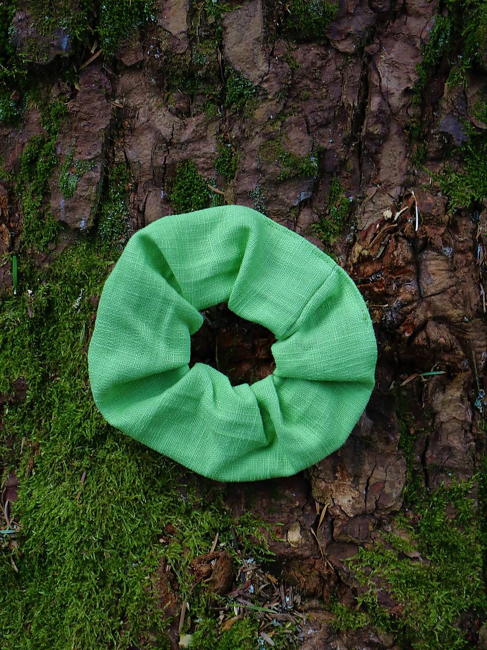 Scrunchies ľanová gumička (Zelená)