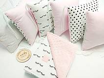 Detský textil - Set do postieľky - čierno biela s ružovou - 13421870_