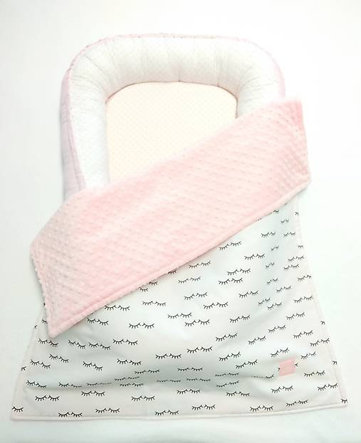 Set do postieľky - čierno biela s ružovou