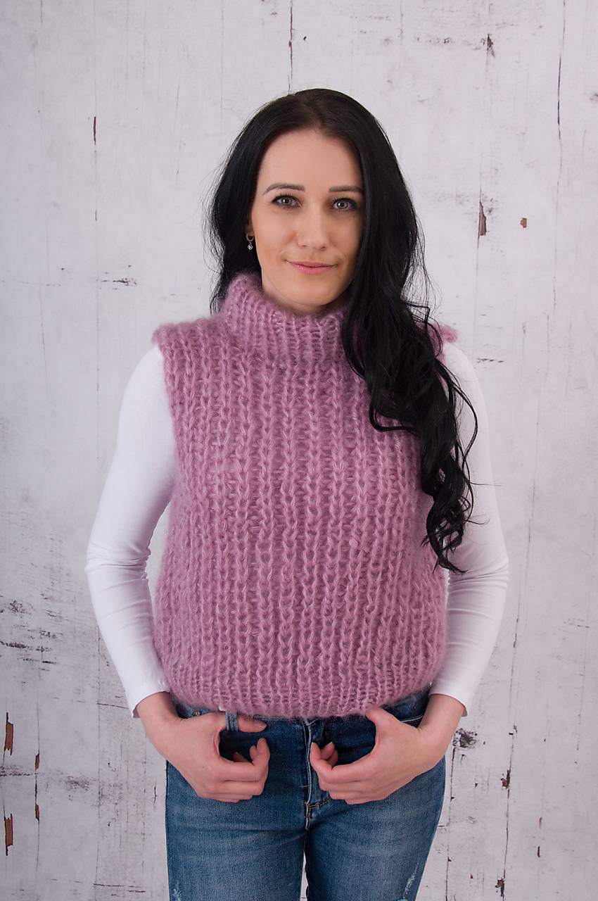 Mohérová vesta- mohér, hodváb