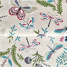 Textil - lúka s motýľmi, zmesová bavlnená látka, šírka 140 cm - 13424420_