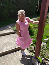 Šaty - Ružové ľanové šaty - 13425889_