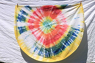 Úžitkový textil - Hippies batikovaný bavlnený pestrofarebný obrus okrúhly priemer 150 cm - 13427904_