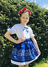 Detské oblečenie - Dievčenský kroj v modrom s bondúrou - 13429325_