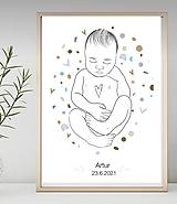 Grafika - Grafika do detskej izby-k narodeniu bábatka-personalizovaný - 13429164_