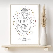 Grafika - Personalizovaná grafika do detskej izby -k narodeniu bábatka -krstiny - 13429154_