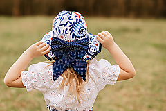 Detské čiapky - Letný  klobúk modré kvety - 13426987_