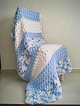 Detský textil - Deka z priadze Alize Puffy 130x90cm bielo-modrá - 13429210_