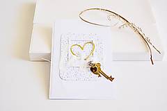 Papiernictvo - Svadobný pozdrav - zlatý kľúčik - 13430714_