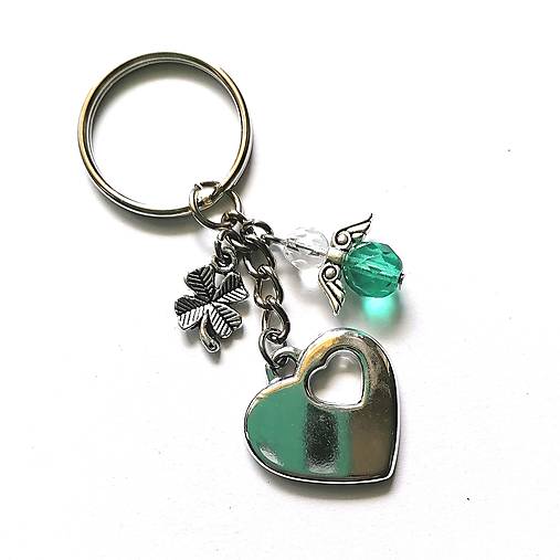 Kľúčenka "srdce" s anjelikom (smaragd)