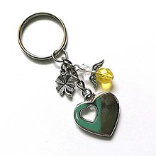 Kľúčenky - Kľúčenka "srdce" s anjelikom (žltá) - 13431631_