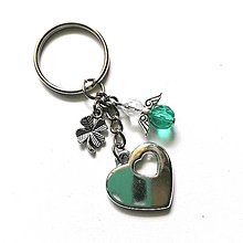 Kľúčenky - Kľúčenka "srdce" s anjelikom (smaragd) - 13431662_