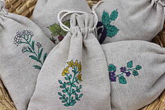 Úžitkový textil - Darčekové balenie 3 ľanových vrecúšok na bylinky - 13430552_