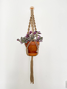 Dekorácie - Makramé držiak na kvetináč // Oregano (piesková dĺžka 70cm) - 13431344_