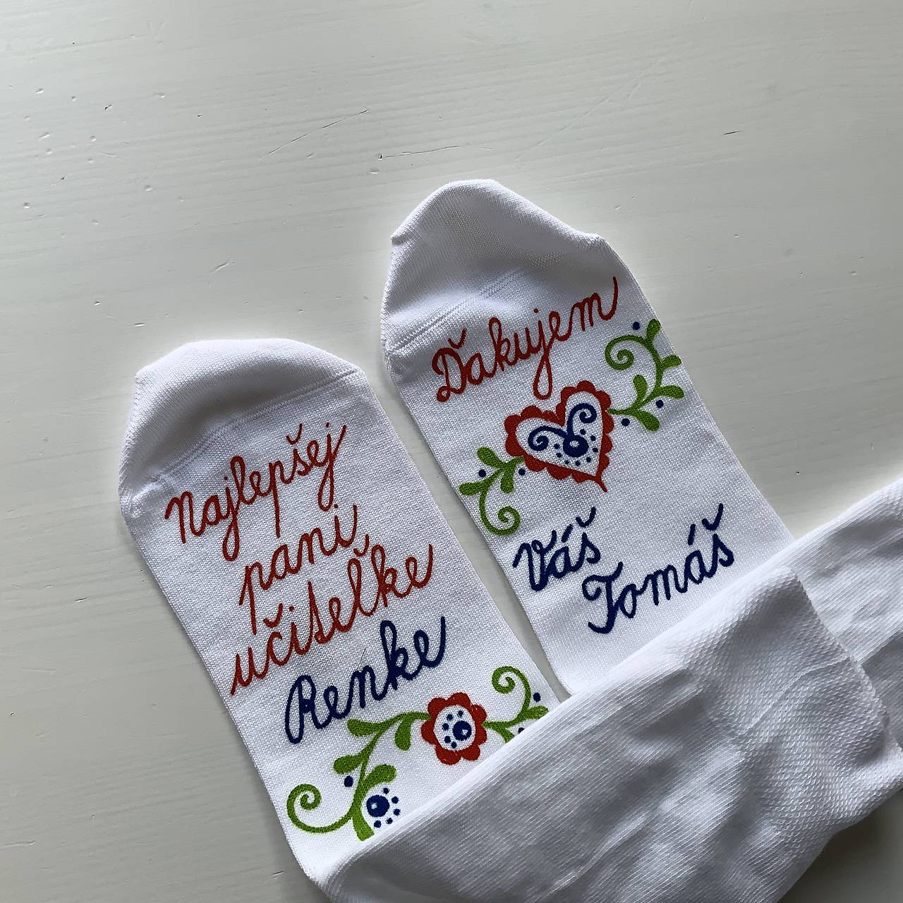 Maľované ponožky pre naj PANI UČITEĽKU (folk 2)