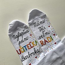 Ponožky, pančuchy, obuv - Maľované ponožky pre PANI UČITEĽKU (s menom) - 13432823_