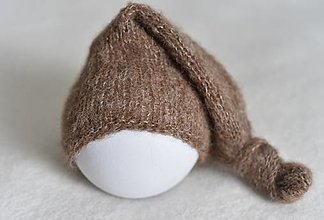 Detské čiapky - Newborn čiapočka s uzlíkom (sleepy hat) (Béžovohnedá 05) - 13430607_