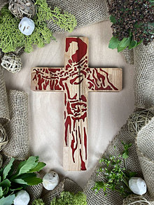 Dekorácie - Kríž Ježiš IV. (červený motív) - 13430364_