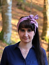 Šatky - Štýlová ľanová šatka mauve - 13435919_