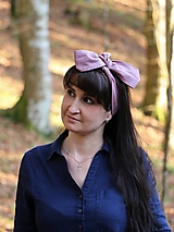 Šatky - Štýlová ľanová šatka mauve - 13435925_