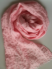 Šatky - Ľanový šál ľahký ružový - 13435946_