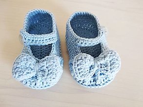 Detské topánky - Sandálky s mašličkou + čelenka (bledomodré sandálky) - 13433692_