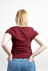 Topy, tričká, tielka - Dámske organické tričko Burgundy - 13433629_