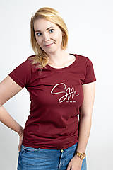 Topy, tričká, tielka - Dámske organické tričko Burgundy - 13433634_